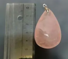 天然石 大きなローズクォーツ涙型ペンダントトップ