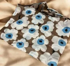 花柄　エコバッグ　大容量　マリメッコ柄　北欧　ブラウン