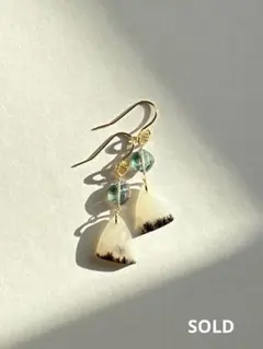 14kgf 雪景色デンドライトアゲート×ミスティックトパーズ ピアス