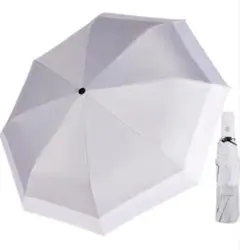 【自動開閉・完全遮光】晴雨兼用折りたたみ傘ホワイト×ベージュ系UVカット100%