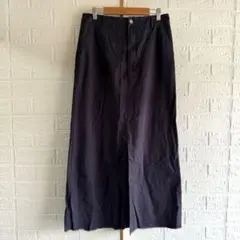 GU【XL】タイトロングスカート／フロントスリット 切りっぱなし加工 綿100%