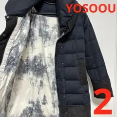 yosoou ヨソオウ　ダウンジャケット　ダウンコート　2 ネイビー　雪山柄のサムネイル