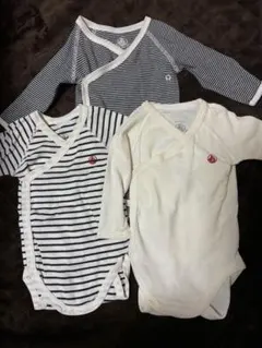 プチバトー　長袖　ロンパース　3点セット