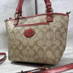 COACH コーチ 2way シグネチャー PVC ハンドバッグ オレンジのサムネイル