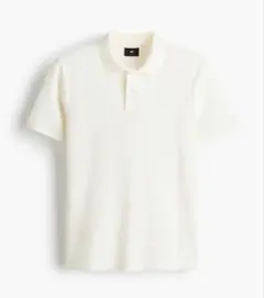 H&M スリムフィットニットポロシャツ　S ホワイト　ナチュラルのサムネイル