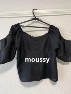 moussyオフショルダー 半袖ブラウス ブラック