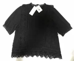 grove グローブ 半袖レースブラウス　ブラック　size L