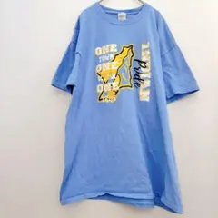 カットソー 【XL】ライトブルー Tシャツ 半袖 プリント 英字