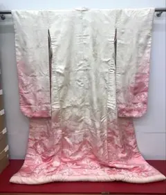 中古⚫︎正絹⚫︎シンプル打掛⚫︎白/赤紫⚫︎オーガンジー打掛の下着 