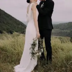ウエディングドレス 結婚式 前撮り ソフトマーメイド 背中見せ ロケーション