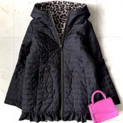 極美品 ケイトスペード キルティングコート ダークブラウン × レオパード柄 M