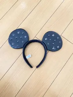 ディズニーカチューシャ【黒レザースタッズミッキー】
