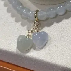ミャンマー産天然本翡翠　A貨　氷種　ブレスレットチャーム　ハート