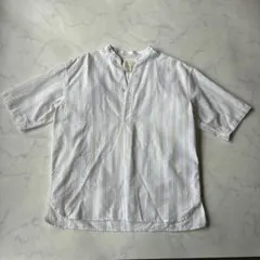 FREAK’S STORE リネンブレンド スキッパーシャツ ストライプ S