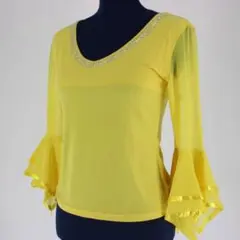 【美品 社交ダンス衣装】トップス レッスンウェア レッスン着 黄色 イエロー