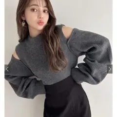 GRL 袖2Wayショルダーオープンニットトップス[mb1528]