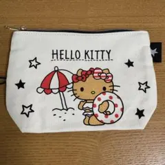 サンリオ　日焼けキティ　ビーチパラソル　コットンポーチ　しまむら　新品　タグ付きのサムネイル