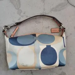 コーチ　アクセサリーポーチ　シグネチャー　マルチカラー　青　Y2K　チャーム付き