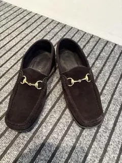 GUCCI グッチ ホースビットローファー スエード ネイビー 5B 22