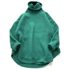 ジャーナルスタンダード　タートルネックニット　グリーン　ウォッシャブル　ウール