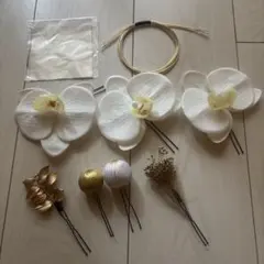 白色胡蝶蘭の髪飾りセット