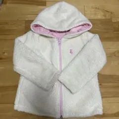 メゾピアノ ホワイト ピンク リバーシブル フリース ジャケット 120cm