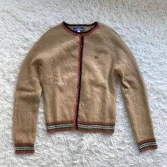 バーバリーブルーレーベル カーディガン ホース刺繍 刻印ボタン キャメル M