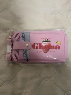 ガーナ Ghana チャーム付きスマホショルダーポーチ ピンク