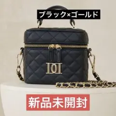 新品未開封 ダーリッチ　キルティングスクエアミニバック　ブラック　ゴールドパーツ
