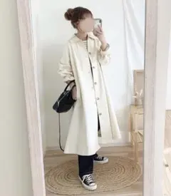 chocomee ステンカラーフレアコート　アイボリー