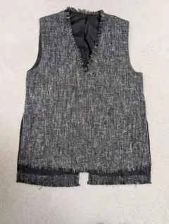 ツイード風フリンジVネックベスト