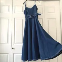 グレイル GRLデニム Aライン ロングワンピース ベルト付き