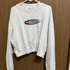 MOUSSY ホワイト クロップド スウェット トレーナー