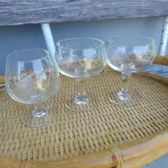 当時物 昭和レトロ アンティーク ガラス アルコールグラス 気泡入り 切子