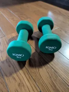 IGNIO 3kg ダンベル グリーン　２個セット