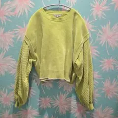 数回着用のみ美品　niko and ... ショート丈ニット　フリー　グリーン