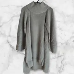ニットワンピース グレー バルーンスリーブ M〜Lサイズ