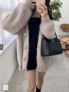 GRL ビジューボタンフェザーニットカーディガン[kz278]