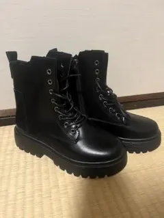 ブラック 厚底 ミリタリーブーツ　SHEIN シーイン