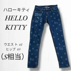 《ハローキティ》ドット柄デニムパンツ/ストレッチ/ジーパン/インディゴ/S 相当