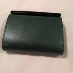 緑色 三つ折り財布 ブラウンレザー内側