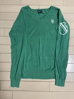 【美品】パーリーゲイツ コットンセーター ワッペン バックロゴ グリーン 5