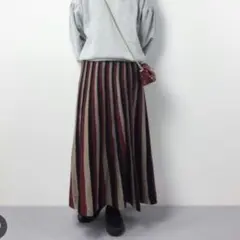 [Kastane] マルチストライプニットスカート　ロング　マキシ丈　総柄