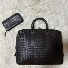 美品 A4◎】サザビー イントレ トートバッグ レザー 編み込み ブラック