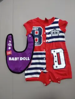 【まとめ売り】BABY DOLL ロンパース 70　ベビースタイ　半袖　デカロゴ