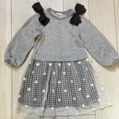 セラフ ワンピース 100サイズ ラメ リボン チュール ドット おでかけ