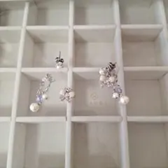 【ANNA SUI】パールと紫色ビーズのフックピアス