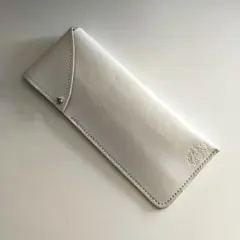 マ*ツ様 革のメガネケース　象マーク　白