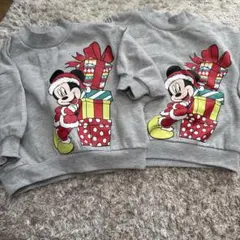 ミッキーマウスキャラクター トレーナー クリスマス2着セット 100cm90cm