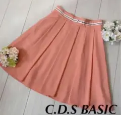 ☆C.D.S BASIC 比翼フレアースカート オレンジ系 ひざ丈スカートM☆のサムネイル